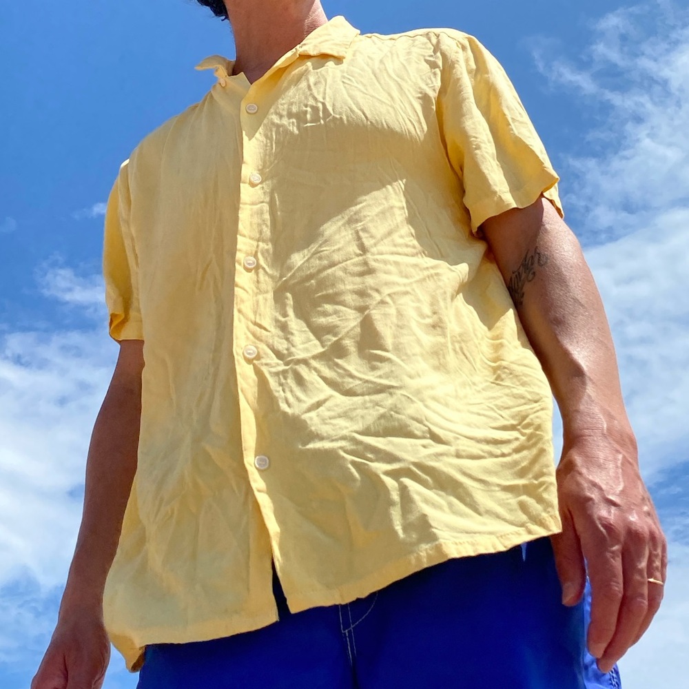 TOPMAN yellow short sleeve shirt